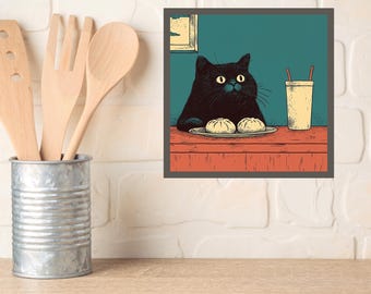 Impresión de pan de cerdo con gato negro: arte culinario peculiar