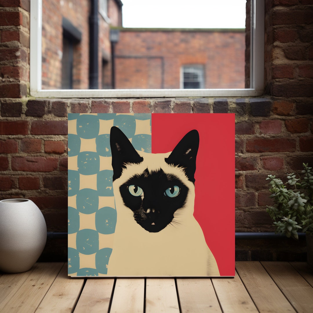 Siamese Cat Wall Art Vibrant Collage Pop Art Print for Etsy