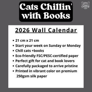 Cats Chillin' with Books 2026 Wall Calendar, Funny Cat Calendar Gift for Book Lovers, Monthly Calendar for Readers - EU & UK Version image 6