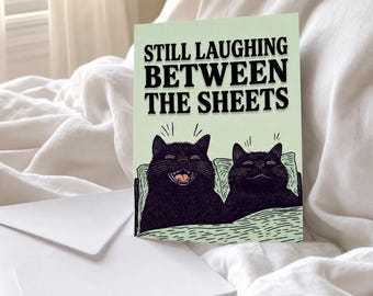 Funny Anniversary Card for Cat Lovers | Cheeky Black Cats Partner Greeting
