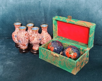 7 piezas vintage de cloisonné pintadas a mano