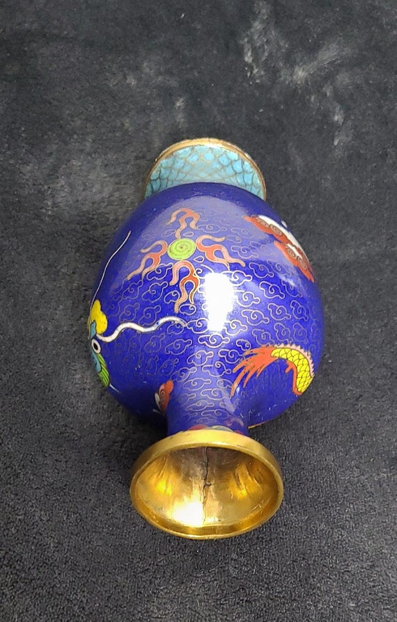 RARE Chinese Yellow Dragon Cloisonne Artwork Bowl and Vase