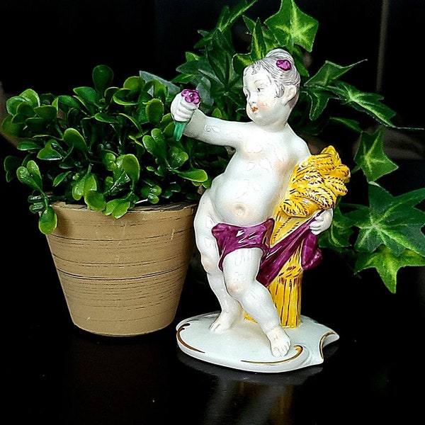 RARE! Nymphenburg Bustelli "Autumn" Putto Hand Painted Fine Porcelain Figurine