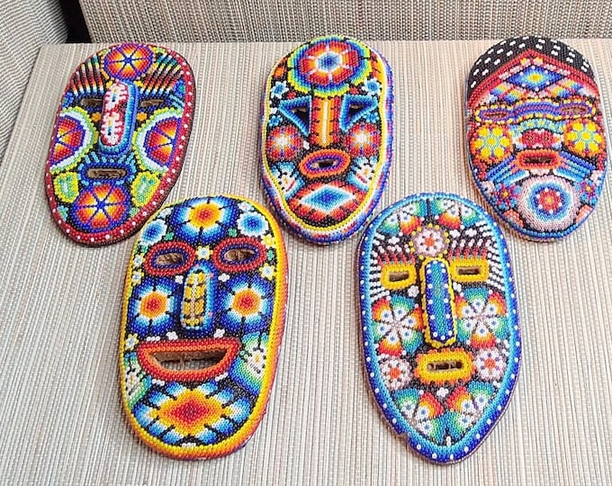 Featured listing image: 5 Vintage Huichol Beaded Masks