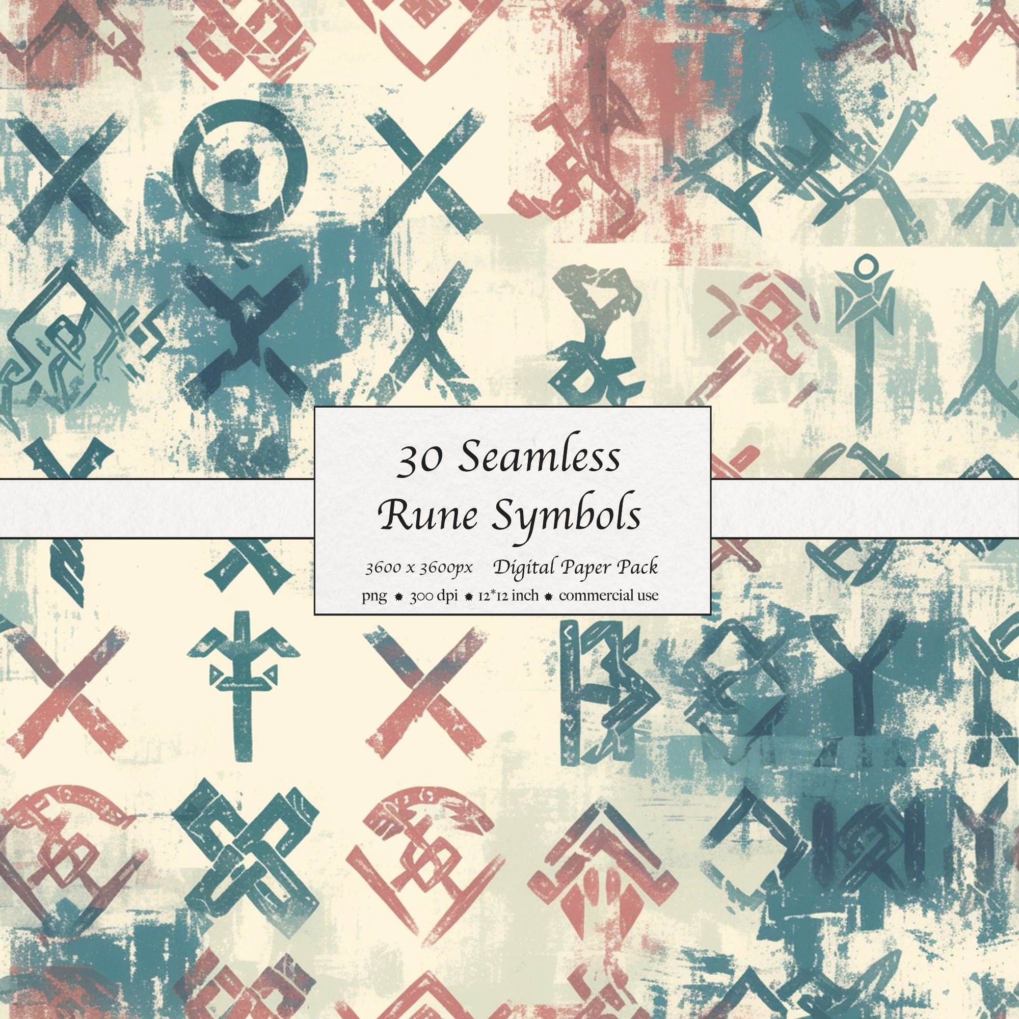 30 Seamless Runic Symbols Pattern, Digital Paper Pack, Viking, Nordic ...