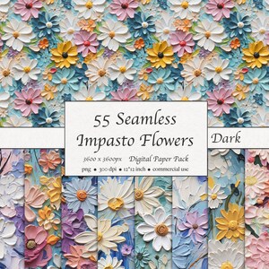 55 nahtlose Impasto Blumen Muster, digitales Papier, Textur, abstrakt, sofortiger Download für kommerzielle Nutzung