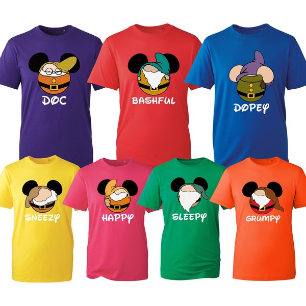 Seven 7 Dwarfs T-Shirt, Disney Dwarfs Shirt, World Book Day Tee, Mickey Dwarfs T-Shirt, Bashful Dopey Shirt, Happy Costume Funny Sleeve Tee