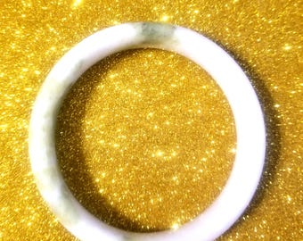 yellow and white jade bangle bracelet