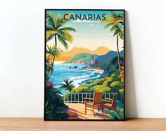 Canary Islands Poster/ Travel Poster/ Canary Islands/ Travel Gift/ Diving Travel Gift/ Canary Islands/ Airbnb Canary Islands/ Gran Canaria
