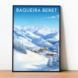 Baqueira Baskenmütze Poster/ Reiseposter/ Vall d'Aran/ Skigeschenk/ Reisegeschenk nach Vielha/ Skiausflugsgeschenk/ Airbnb Vielha/Pyrenäen