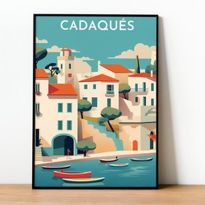 Póster Retro de la Costa Brava &  Cadaqués / Póster de Viaje / Costa Brava / Regalo de Costa Brava/ Regalo de Cadaqués