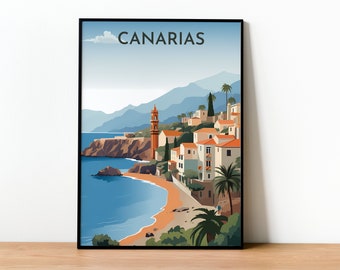 Canary Islands Poster/ Travel Poster/ Canary Islands/ Travel Gift/ Diving Travel Gift/ Canary Islands/ Airbnb Canary Islands/ Gran Canaria