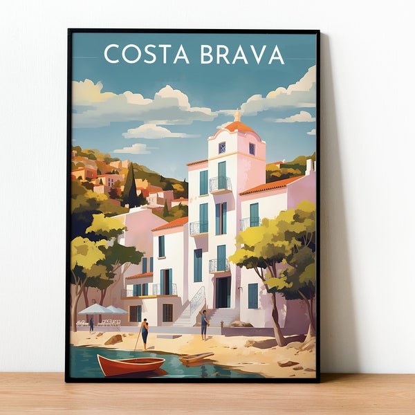 Póster Retro de la Costa Brava &  Cadaqués / Póster de Viaje / Costa Brava / Regalo de Costa Brava/ Regalo de Cadaqués