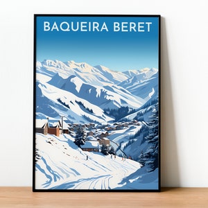 Póster de Baqueira Beret/ Póster de viaje/ Vall d'Aran/ Regalo de Ski/ Regalo de Viaje a Vielha/ Regalo Viaje Ski/ Airbnb Vielha /Pirineos