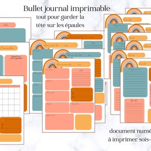 Bullet journal Bujo Undated Monthly and weekly planner beige blue coral pink organization digital document