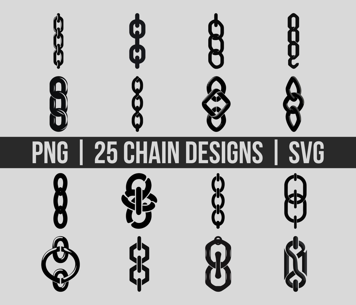 Chain SVG, Chain Bundle SVG, Chain Printable, Chain Clipart, Chain ...