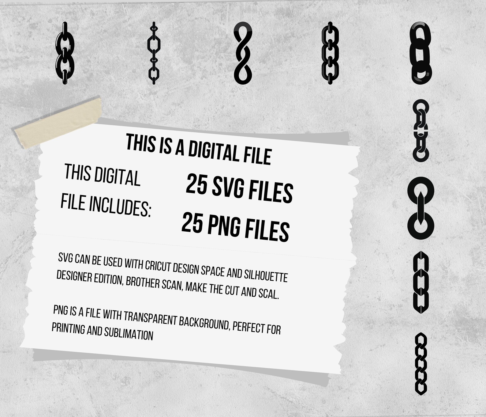 Chain SVG, Chain Bundle SVG, Chain Printable, Chain Clipart, Chain ...