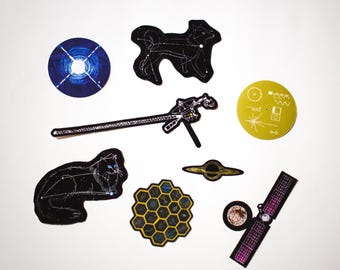 Astronomy stickers - Set of 8 or 16 - Hand drawn space stickers