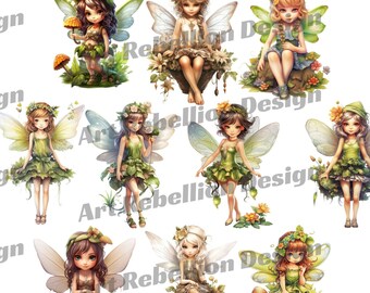 Garden Fairy Clipart – PNG Images, Commercial Use (Digital Download