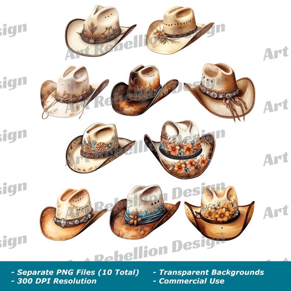 Cowboy Hat Clipart Country Western Hat Clip Art in PNG Instant