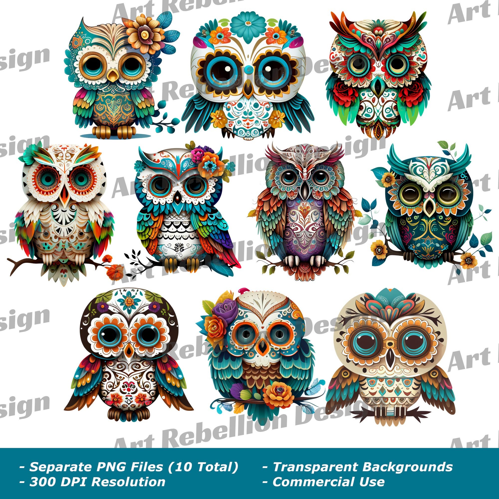 Sugar Skull Owl Etsy UK