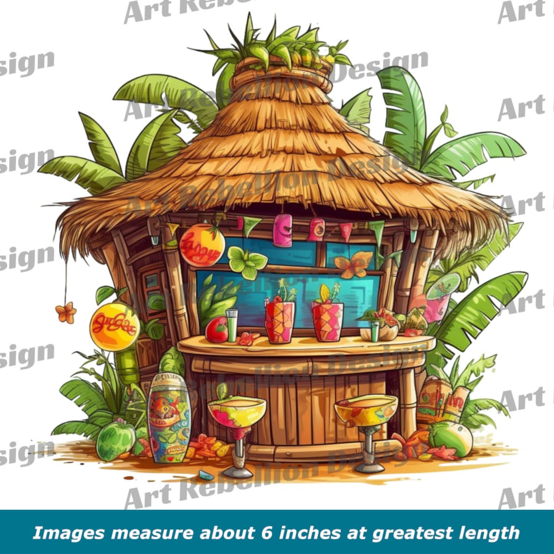 Tiki Bar Clipart - Cute Tiki Island Bar Clip Art in PNG - Instant ...