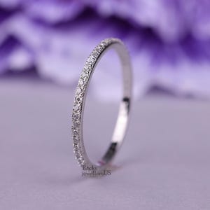 18K Solid White Gold Round Cut LabGrown Diamond Wedding Band / Eternity Band / Bridal Matching Band / Valentine Gift For Her / Classic Ring