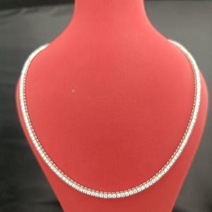 Tennis chain necklace 2.20 mm Round Moissanite tennis chain necklace for women's Solid White Gold tennis chain , Perfect For Anniversary
