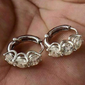 14K Solid Gold Lab Simulated Diamond Huggies White Gold Mini Hoops VVS Moissanite Huggie Hoop Earrings Dainty Small Hoop Earrings For Her