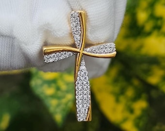 Moissanit korshänge halsband, läckra kristna smycken i guld eller silver