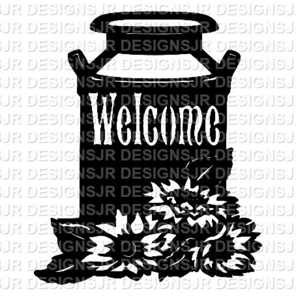 Welcome Sunflower Milk can dxf file download/cnc plasma cutter/cnc laser engraver/cnc router/stencil