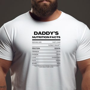 Daddy&#39;s Kinky Nutritional Facts Tee | Perfect Gift for the Daddy in Your Life | LGBTQ Kinky Humor | Unique Gag Gift for Dad Him | Daddy Dom