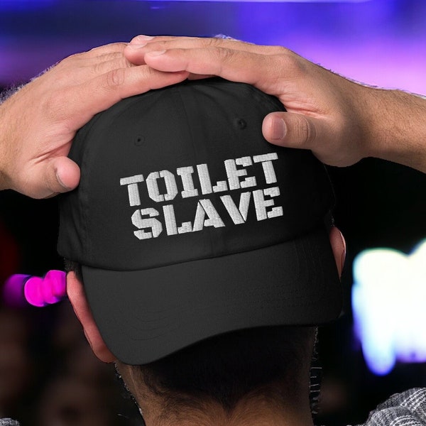 Toilet Slave Embroidered Dad Hat - Raunchy Facesitting Ball Cap - Dirty Pig - Watersports - Rim Chair - Bad Boy - Yellow Brown Hanky