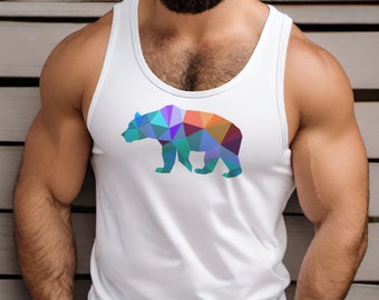 Embrace the Strength and Beauty of Gay Bears - Vibrant Geometric Prism Bear Tank Top - Bear Brotherhood Pride - LGBTQ Shirt - Gift for Him