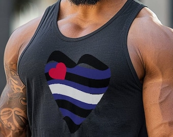 Leather Pride Flag Heart Tank | LGBT Gay Bear Shirt
