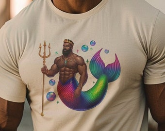 Hunky Merman IV-T-shirt | Sexy zeemeermin-fantasiecadeau | Zeemeerminontwerp | Gay Pride-shirt | Koning Neptunus | Poseidon | Atlantis | Onder de zee