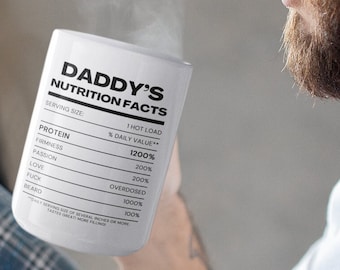 Daddy&#39;s Nutrition Facts 15 oz koffiemok | Perfect cadeau voor de papa in je leven | Theekopje LGBTQ-kinky humor | Uniek propcadeau voor vader hem