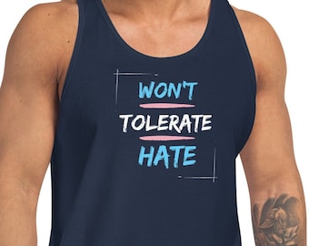 Uniseks 'Won't Hate'-tanktop | LGBTQ Pride-kleding