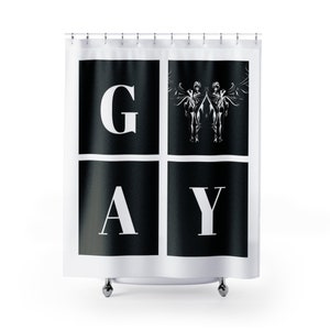 Gay Angels Shower Curtains - LGBTQ Wedding - Marriage - Nonbinary Beings - Gay Couple Gift - Subtle Pride Gift - Love Is Love - Spiritual