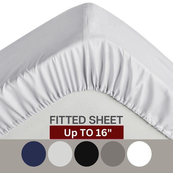 Fitted Sheet Double Lux Soft Fitted Bed Sheet Set Mattress Protector For Cozy Sleep Up To 16" Deep Pocket Single Double King Soft Sheet Set
