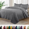 Floral Quilted Bedspread Set - Lightweight Microfiber Bed Cover