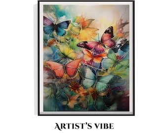 Digital Watercolor Butterfly Painting | Butterfly Painting | Colorful Butterfly Watercolor Portrait Painting