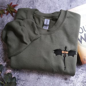EMBROIDERED Basgiath War College Sweatshirt, Fourth Wing Dragon Rider Violet Sorrengail Xaden Riorson Fantasy Bookish Empyrean Series Shirt image 5