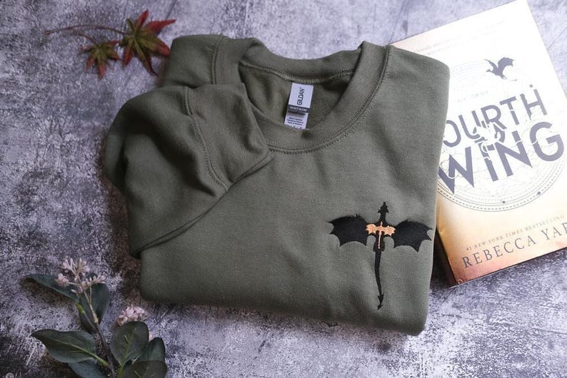 EMBROIDERED Basgiath War College Sweatshirt, Fourth Wing Dragon Rider Violet Sorrengail Xaden Riorson Fantasy Bookish Empyrean Series Shirt image 5