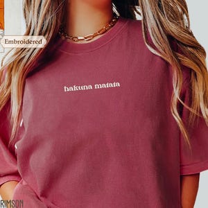 Comfort Colors® Hakuna Matata Shirt, Lion Safari Shirt, Positive Quote Tee, Retro Embroidered Hakuna Matata Lion Shirt, Animal King shirt