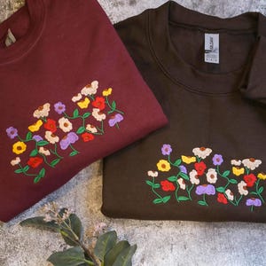 Embroidered Vintage Flowers Sweatshirt, Piano Flowers embroidered, Wildflowers Embroidered surprise songs piano Gift for Her,Eras gift shirt