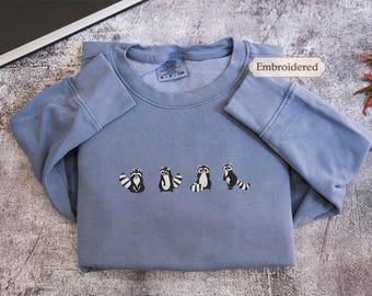 Embroidered Raccoon Sweatshirt Funny Raccoon Shirt Cottagecore Comfort Colors Sweater Christmas Gift