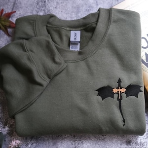 EMBROIDERED Basgiath War College Sweatshirt, Fourth Wing Dragon Rider Violet Sorrengail Xaden Riorson Fantasy Bookish Empyrean Series Shirt image 6
