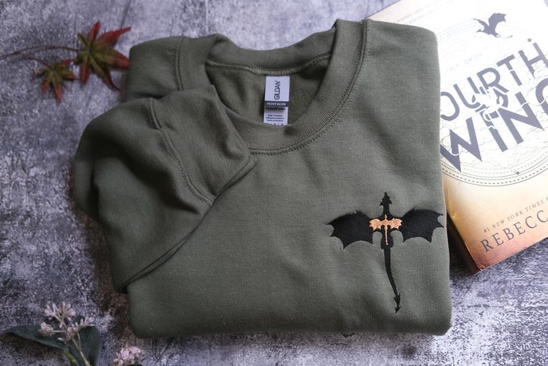 EMBROIDERED Basgiath War College Sweatshirt, Fourth Wing Dragon Rider Violet Sorrengail Xaden Riorson Fantasy Bookish Empyrean Series Shirt image 6