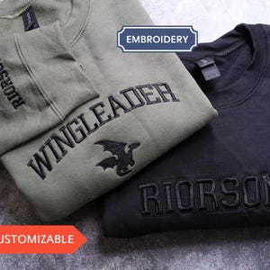 Custom Text Sweatshirt with sleeve, Personalized Bookish Embroidered crewneck, Embroidered Comfort Colors shirt, Custom Embroidery Gift